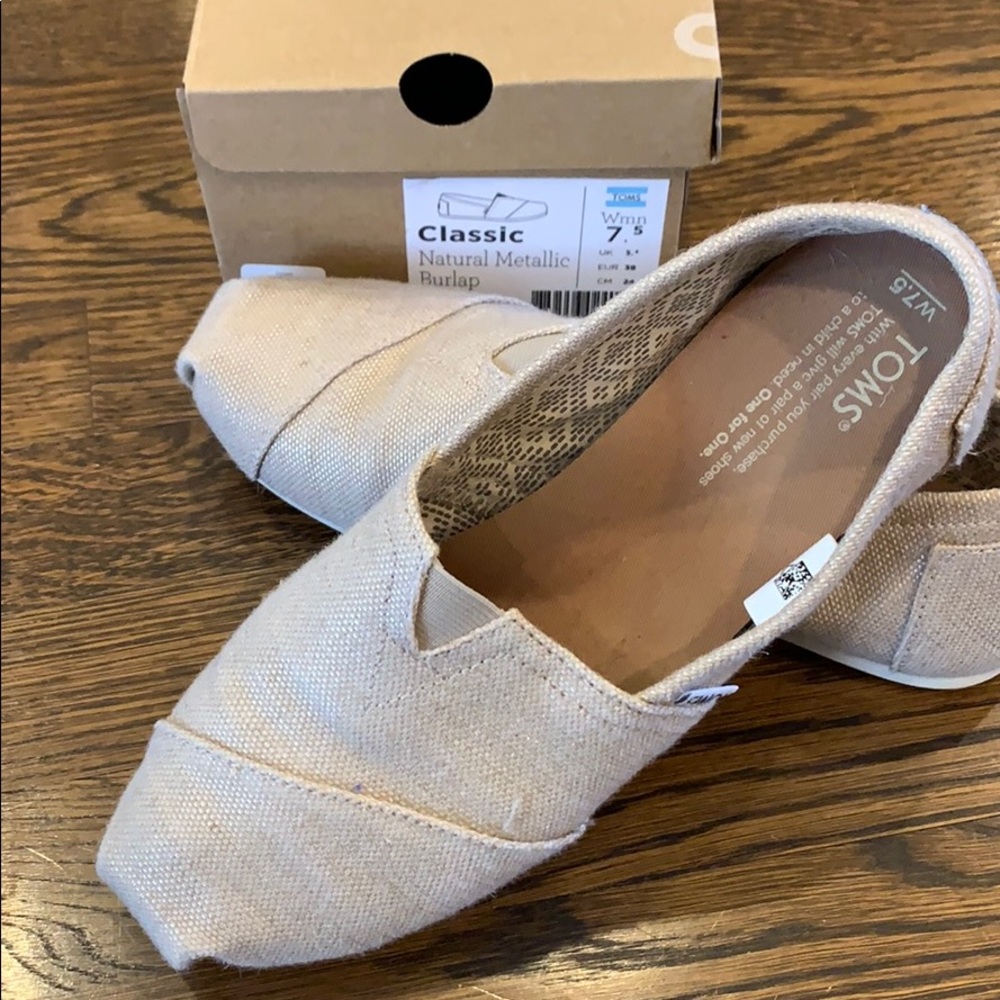 TOMS Classic Natural Metallic Burlap Shoes
